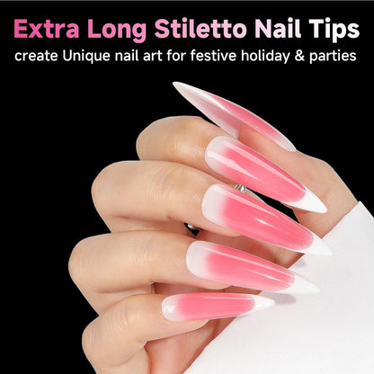 XXL Stiletto Nail Tips, 312Pcs Pre-Shape Extra Long Stiletto Nails Tips Half Mat