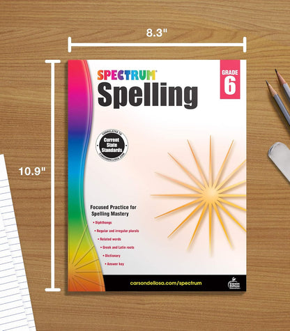 Spectrum Spelling Workbook Grade 6, Ages 11 to 12, Grade 6 Spelling, Handwriting