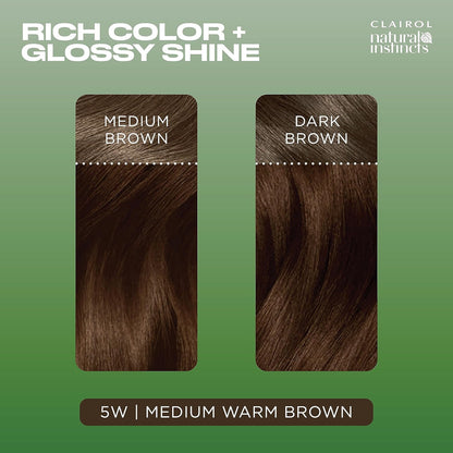 Natural Instincts Demi-Permanent Hair Dye, 5W Medium Warm Brown Hair Color, Pack