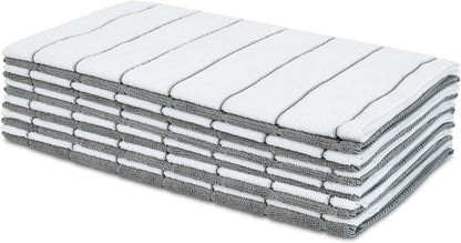 79291 Microfiber Kitchen Towels, Grey/White, 15"X25", 12 Pack