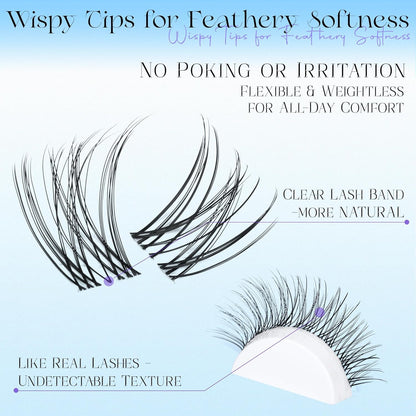 Natural Eyelash Clusters Lash Individuals DIY Lash Extension C-Curly Cluster Eye