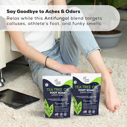 Tea Tree Oil Foot Soak with Epsom Salt - Best Toenail Fungus Treatment, Athletes