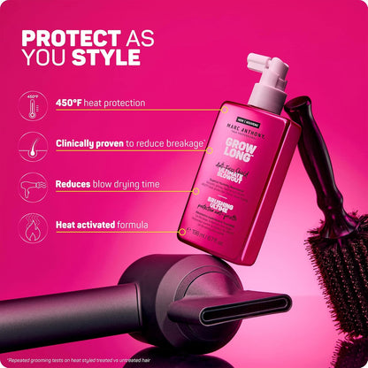 Anti-Frizz Shield Ultimate Blowout Spray, Grow Long - Smooth, Shiny Hair in High