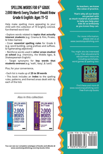 Spelling Words for 6Th Grade: 2,000 Words Every Student Should Know (Grade 6 Eng