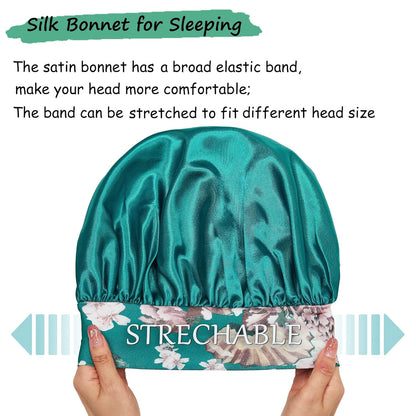 3 Pack Satin Bonnet Silk Hair Bonnet for Sleeping, Sleep Bonnets for Women Large