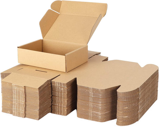 7X5X2 Inch Shipping Boxes Bulk 50 Pack Brown, Tab Lock Tuck Top Mailer Boxes for