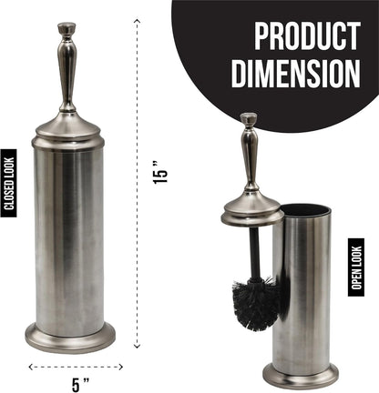 Adora Stainless Steel Toilet Brush with Holder, Bowl Scrubber with Durable Clean