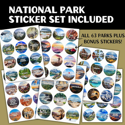 National Parks Stamp Book with Sticker Set: Passport-Sized National Park Book wi