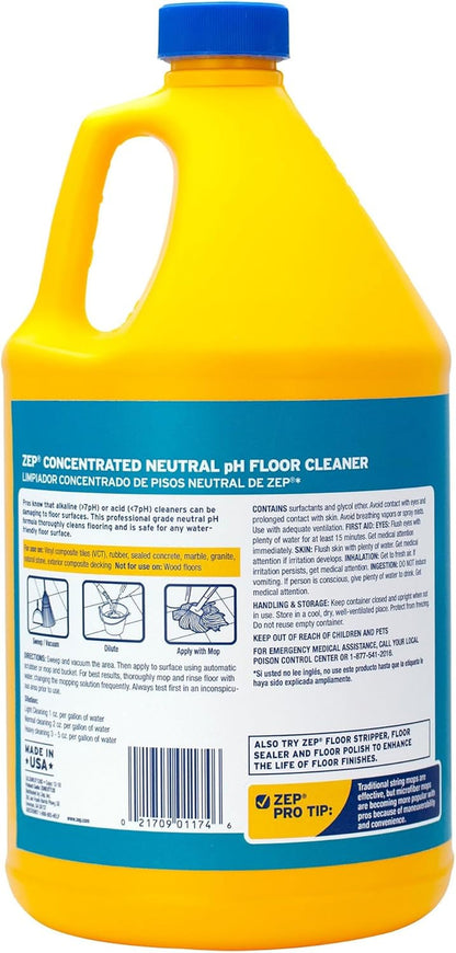 Neutral PH Industrial Floor Cleaner - 1 Gallon - ZUNEUT128 - Concentrated Pro Tr
