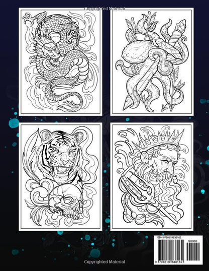 100 Tattoos: a Tattoo Coloring Book for Adults with Beautiful Tattoo Designs for