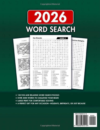 4000 Big Word Search Book for Adults and Seniors with 100 Puzzles: Large Print W