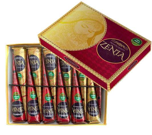 (Pack of 24) 100% Natural Henna Hair Color Paste Hair Dye Cones Dark Reddish-Bro