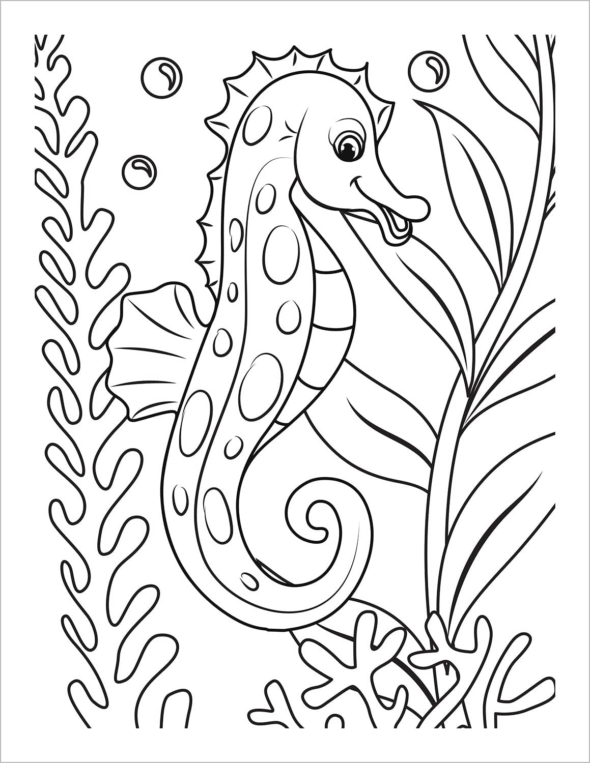 Ocean Coloring Book: Fish & Underwater Sea Animals to Color for Kids Ages 4-8 (C