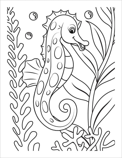 Ocean Coloring Book: Fish & Underwater Sea Animals to Color for Kids Ages 4-8 (C