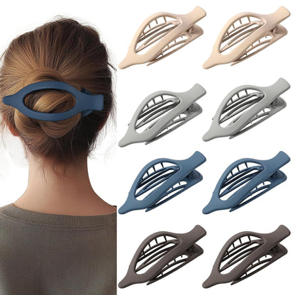8 Pack Dark Neutral Flat Hair Clips – Matte French Claw Clips in Deep Brown, Nav