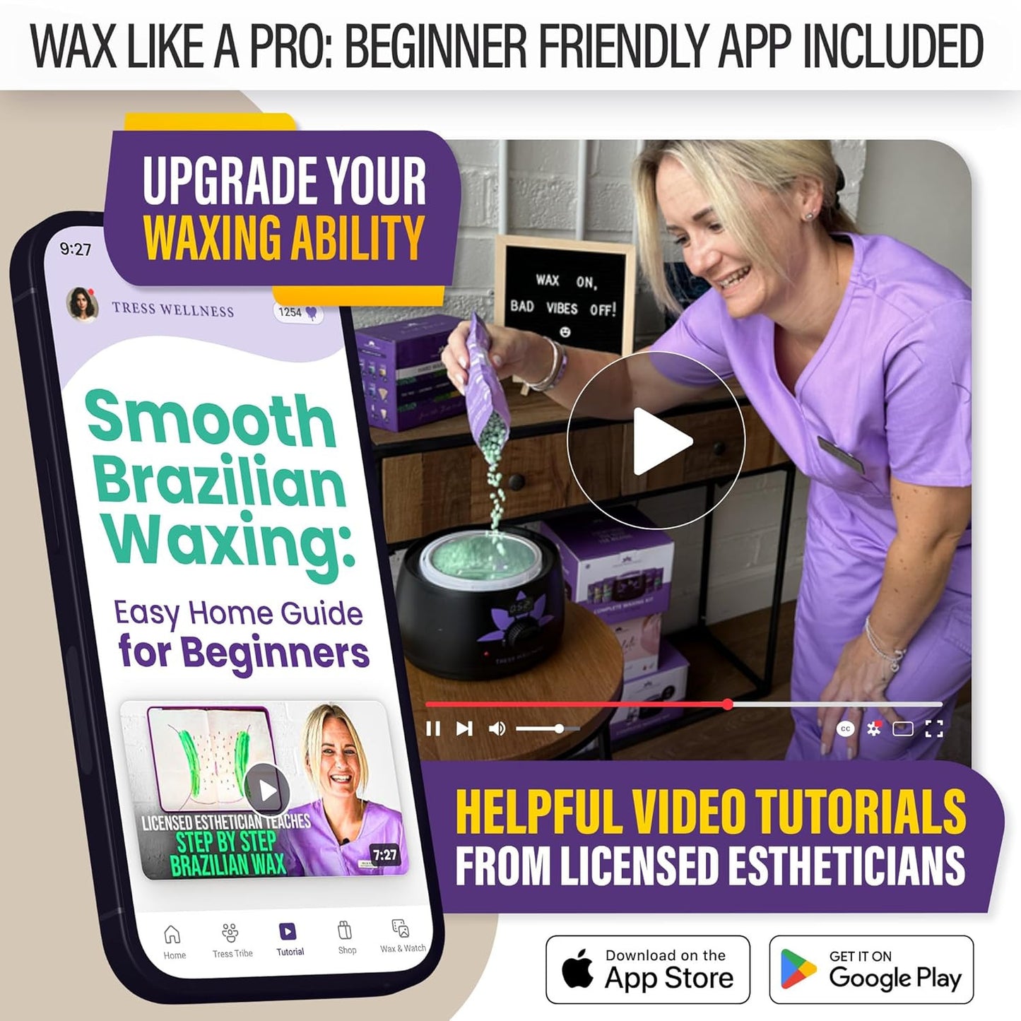 Waxing Kit for Sensitive Skin – Safe for Face & Skin, Prep & Aftercare Spray, Ea