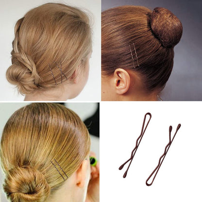 220 Count Mini Wavy 1.38 Inch Bobby Pins Brown,  Small Hair Bobby Pins with Stor