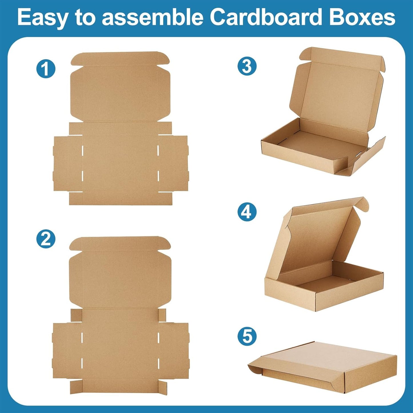 7X5X2 Small Mailing Boxes - 25 Pack Brown Shipping Boxes for Small Business, Cor