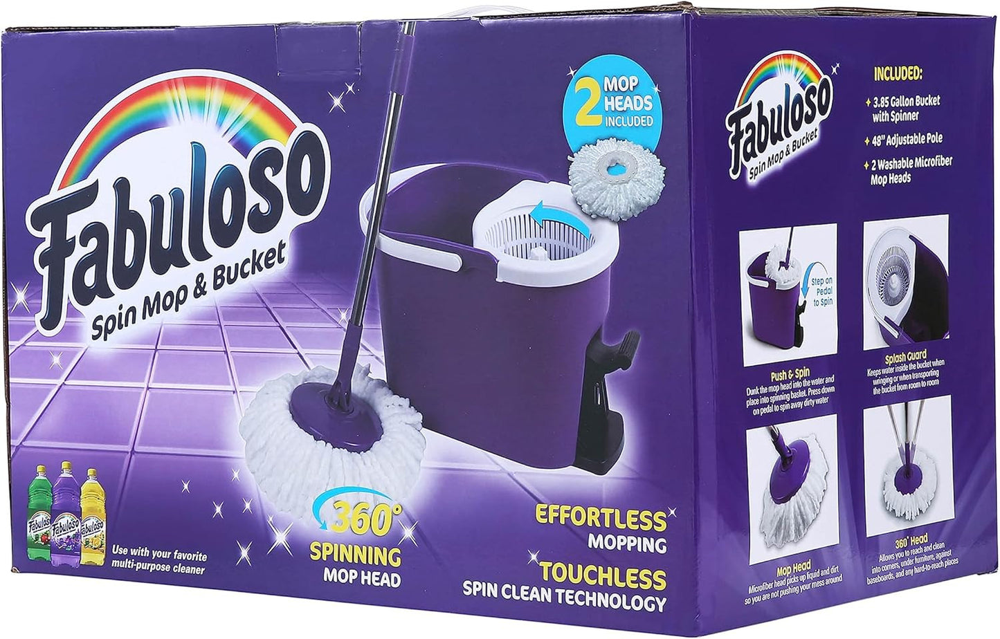 Spin Mop and Bucket, Hands-Free Wringing Spin Bucket - Machine Washable and Repl