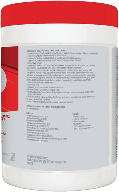 No-Rinse Food Contact Wipes Canister Multi-Surface Wipes, Unscented for Home and