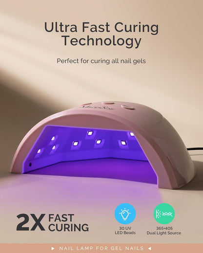 UV Nail Lamp, Plus30F UV Light for Gel Nails LED Nail Dryer with 3 Timer, Smart