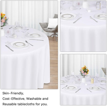 8 Pack White round Tablecloth 120 Inch White Table Cloth Stain and Wrinkle Resis
