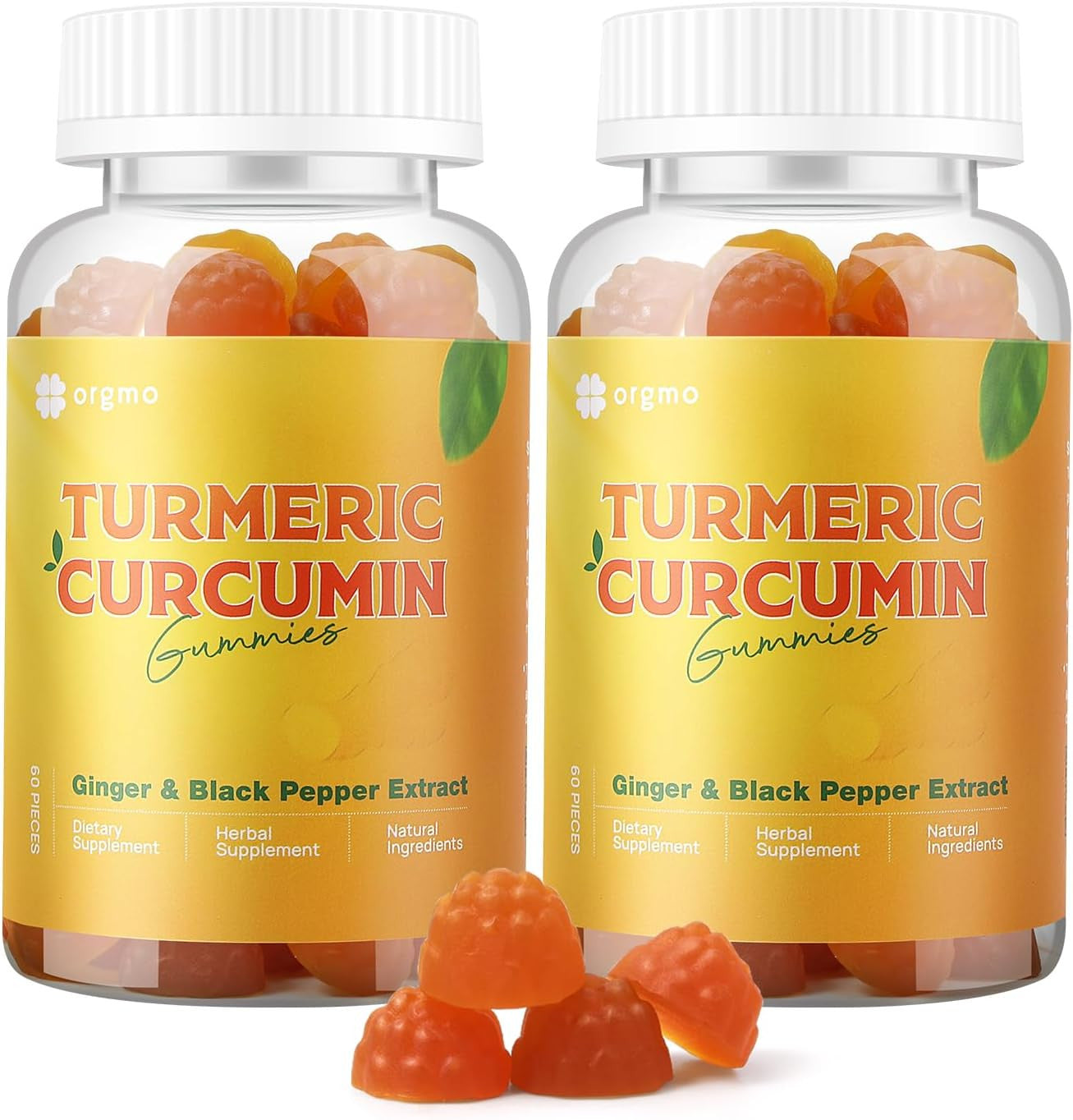 Turmeric Curcumin Gummies with Black Pepper 2 Pack, Turmeric and Ginger Suppleme