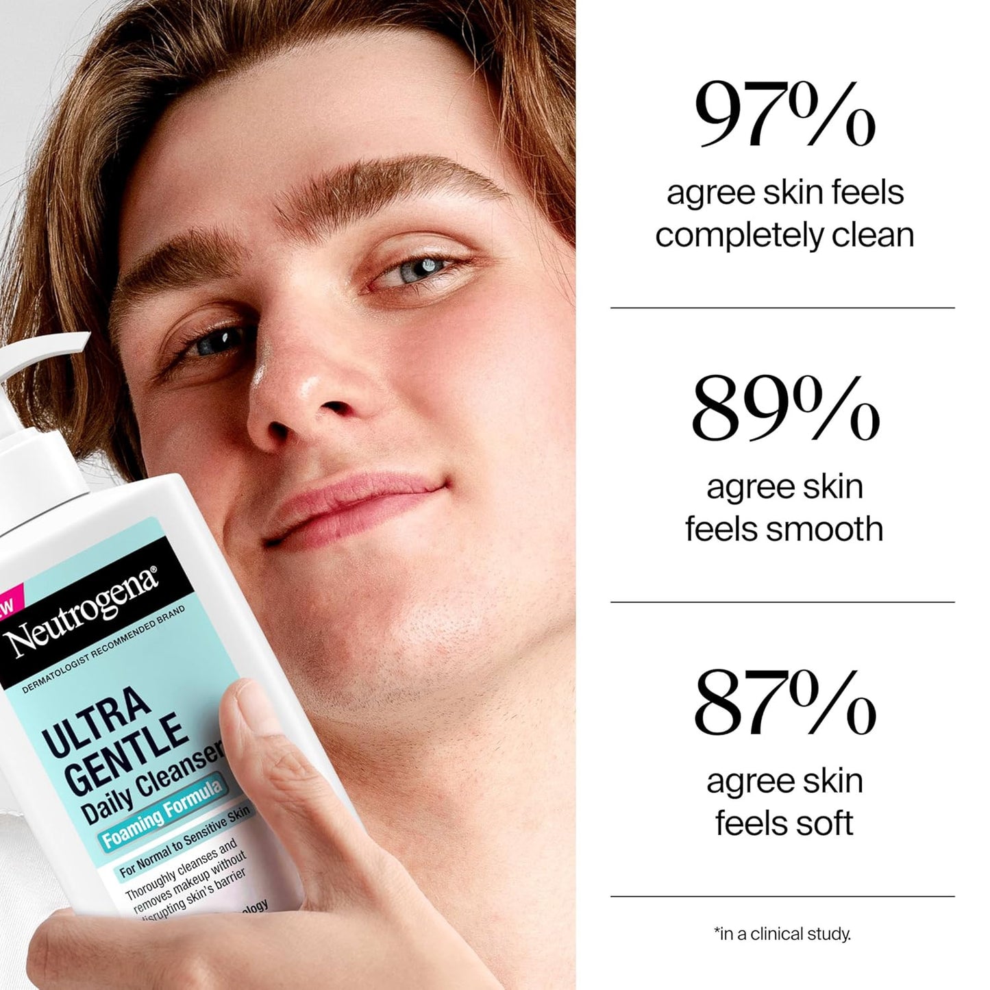Ultra Gentle Foaming Facial Cleanser, Fragrance Free Hydrating Face Wash for Sen