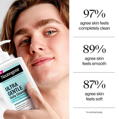 Ultra Gentle Foaming Facial Cleanser, Fragrance Free Hydrating Face Wash for Sen
