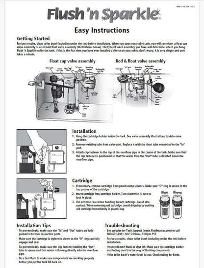 8302P8 Flush 'N Sparkle Automatic Toilet Bowl Cleaning System Bleach Replacement