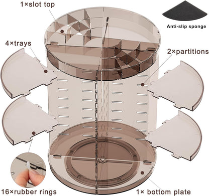 360 Rotating Makeup Organizer with Lipstick Slots, DIY 8 Adjustable Height Spinn