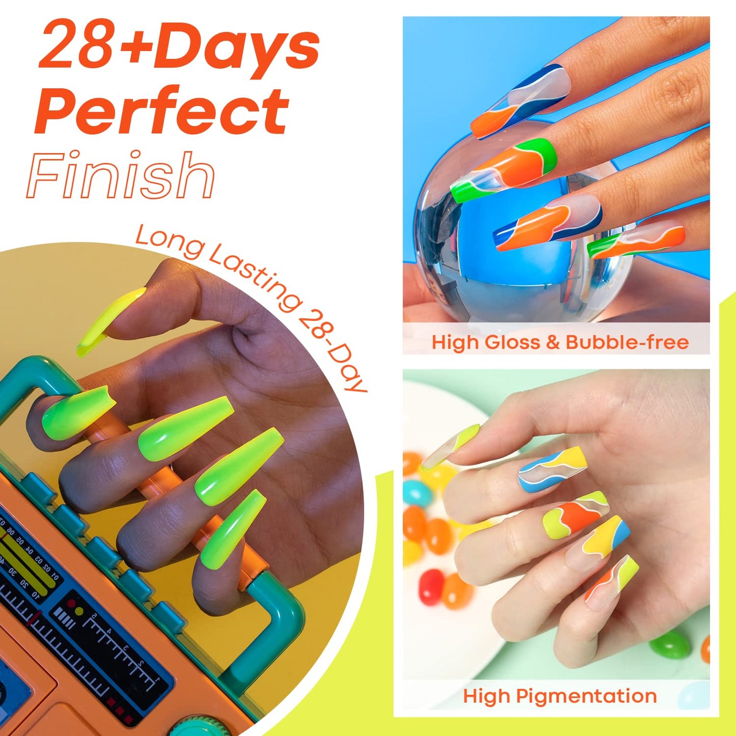 Neon Gel Nail Polish Set -6 Colors Summer LGBT Hot Pink Blue Purple Green Yellow