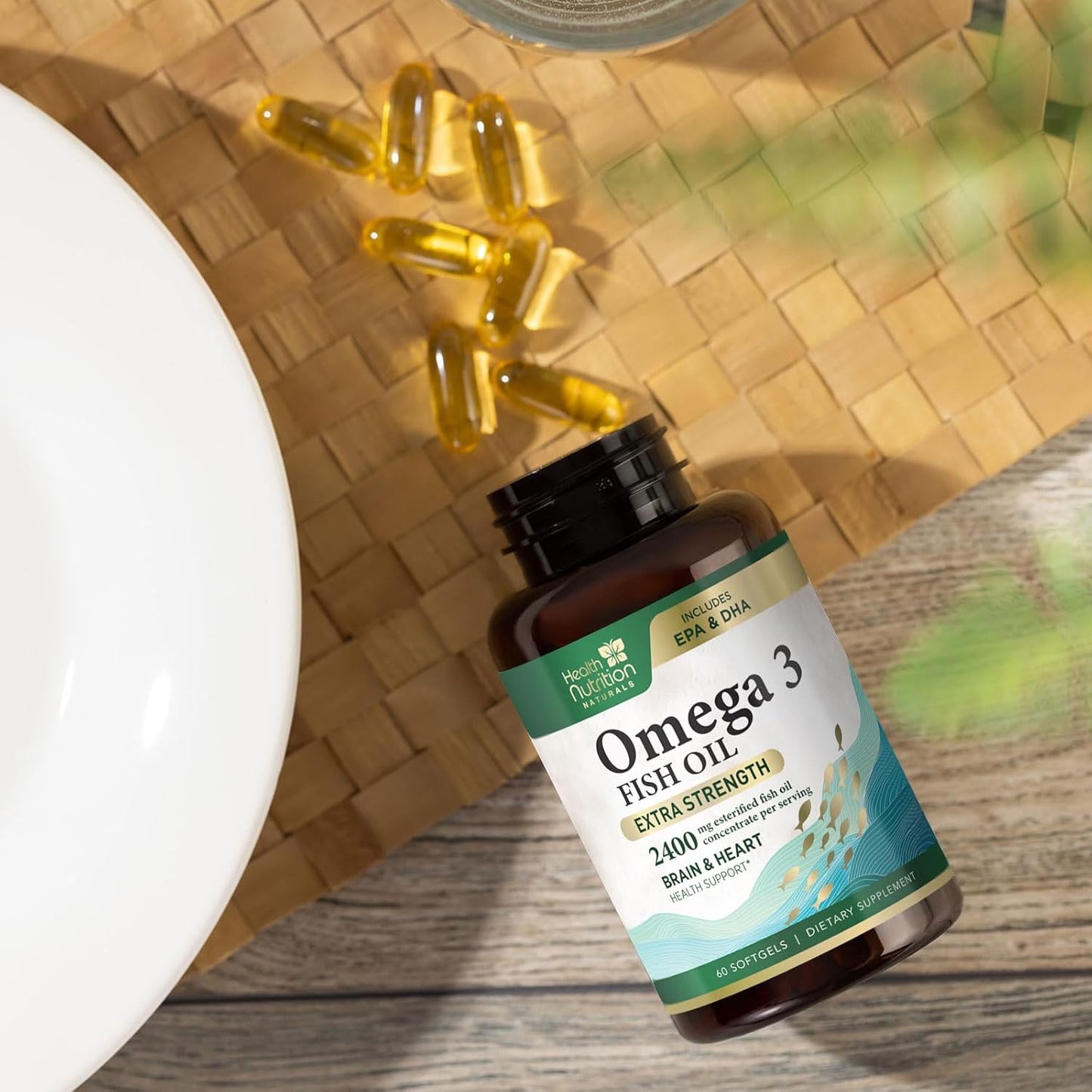 Omega 3 Fish Oil Triple Strength 1200 Mg, Omega-3 Supplements, Natural Brain Hea