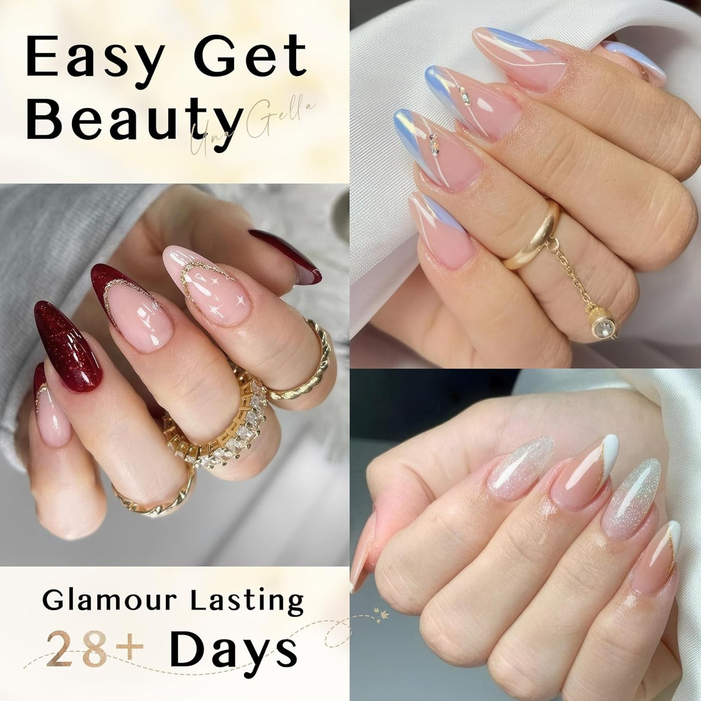 Almond Nail Tips, 312PCS Half Cover Almond Shape Nail Tips Soft Gel Tips 12 Size