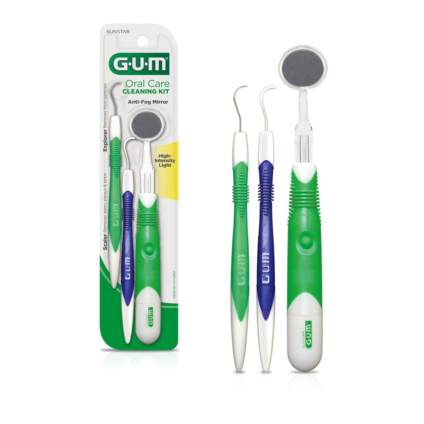 Oral Care Dental Cleaning Kit, Dental Mirror with Light, Explorer Pick, and Dent