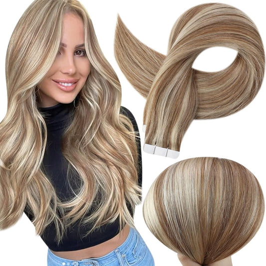 Tape in Extensions Invisible 16 Inch Tape in Hair Extensions Human Hair Double S