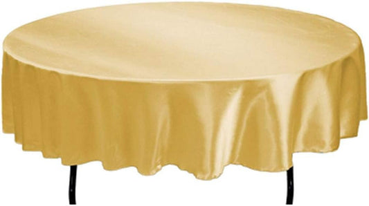 70 INCH round Silky Satin Tablecloth - Premium Fabric (Gold)