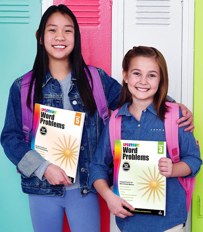 Spectrum Word Problems 3Rd Grade Math Workbook, Geometry, Algebra Prep, Fraction