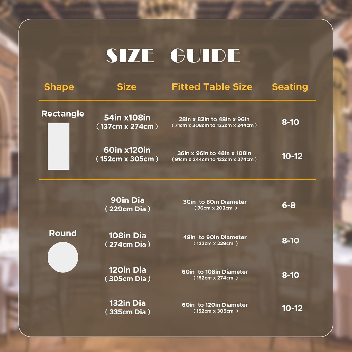 120 Inch round Tablecloth White, 8 Pack - Circle Polyester Fabric Table Cloth fo