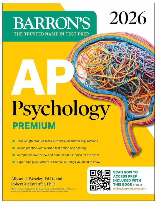 AP Psychology Premium, 2026: Prep Book with 3 Practice Tests + Comprehensive Rev