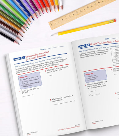 Spectrum Word Problems 3Rd Grade Math Workbook, Geometry, Algebra Prep, Fraction