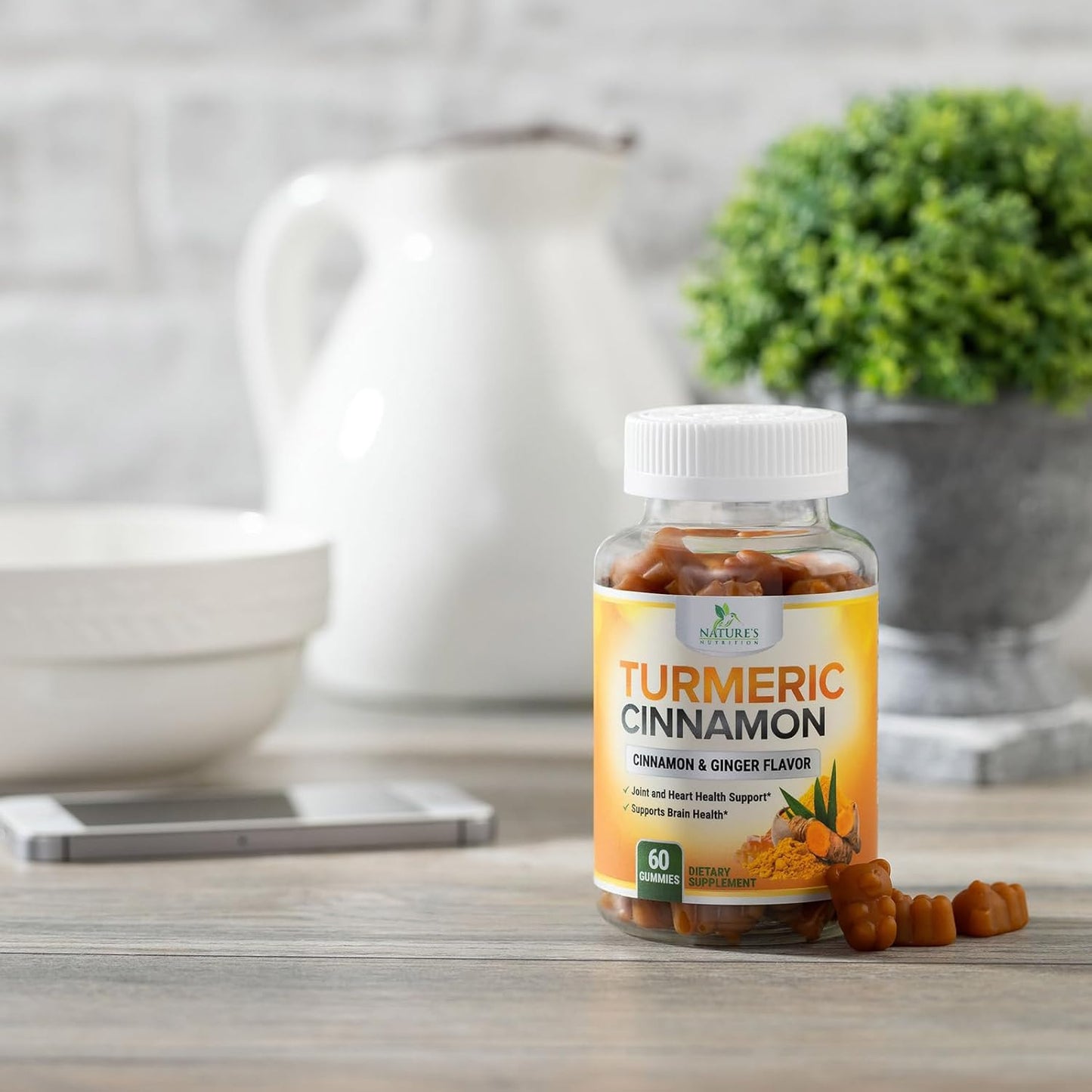 Turmeric Curcumin Supplement Gummies with Ginger & Cinnamon, 95% Curcuminoids Tu