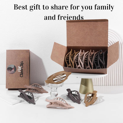 8 Pack Brown Flat Hair Clips – Neutral Matte French Brown Claw Clips for Women,