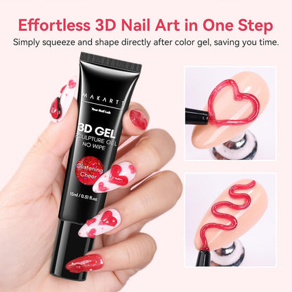 3D Gel Nail Art: 3D Sculpting Gel for Nail Art Design 15Ml 3 in 1 No Wipe Gel Po