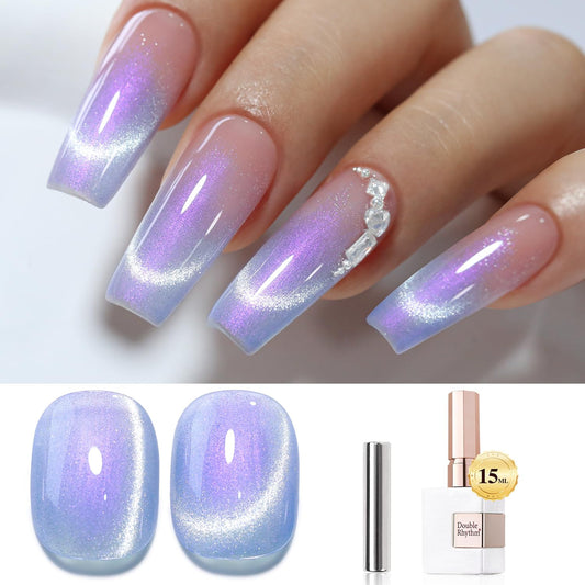 0.5 OZ Cat Eye Gel Polish with Magnet 15ML Holographic Glitter Shimmer Transluce