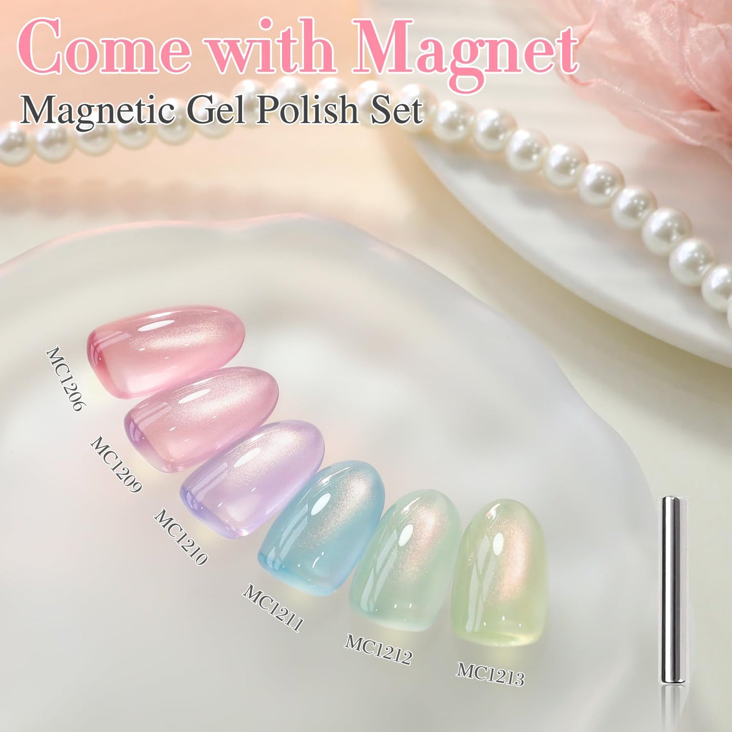 0.5 OZ Cat Eye Gel Polish with Magnet 15ML Holographic Glitter Shimmer Transluce