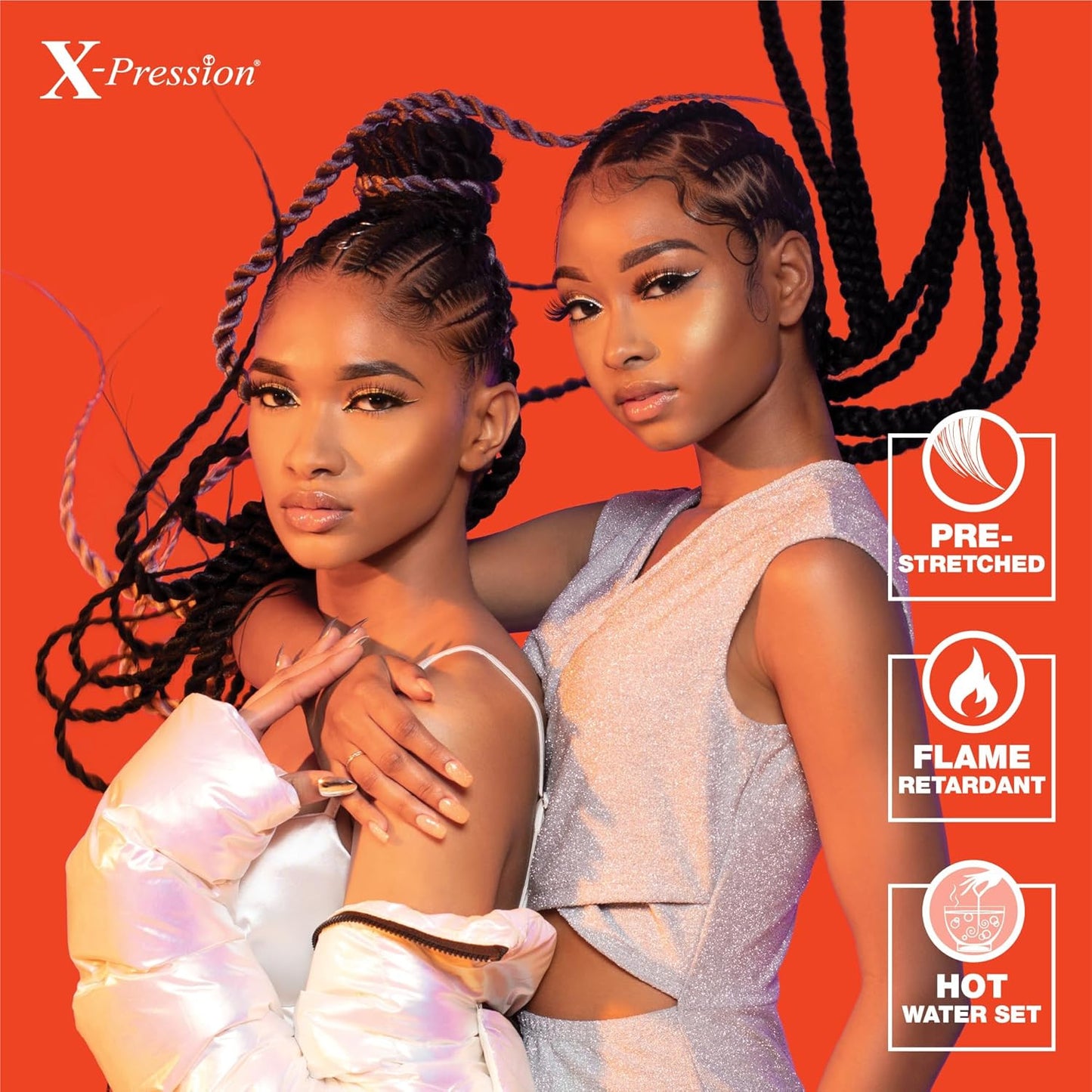 X-Pression Prestretched Braiding Hair - 3X Braid 58 Inch All Kanekalon Flame Ret