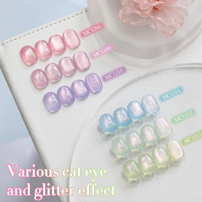 0.5 OZ Cat Eye Gel Polish with Magnet 15ML Holographic Glitter Shimmer Transluce