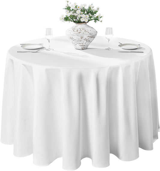 120Inch round Tablecloth Polyester Table Cloth，Stain Resistant and Wrinkle Polye