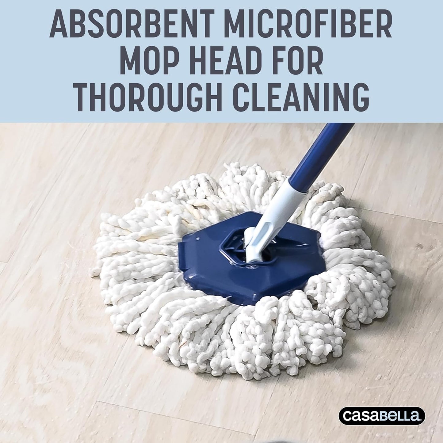 Spin Mop System with Extra Mop Head Refill - Two-Bucket Design with Splash Guard